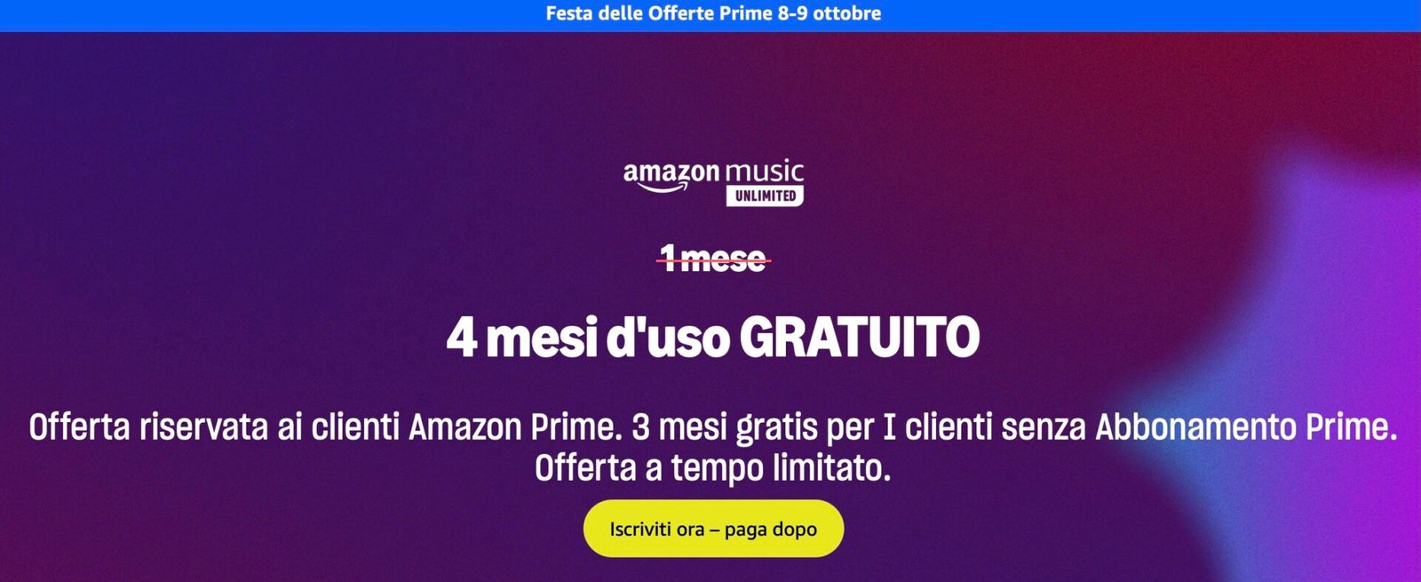 Amazon Music Unlimited gratis per 4 mesi con le offerte di Ottobre