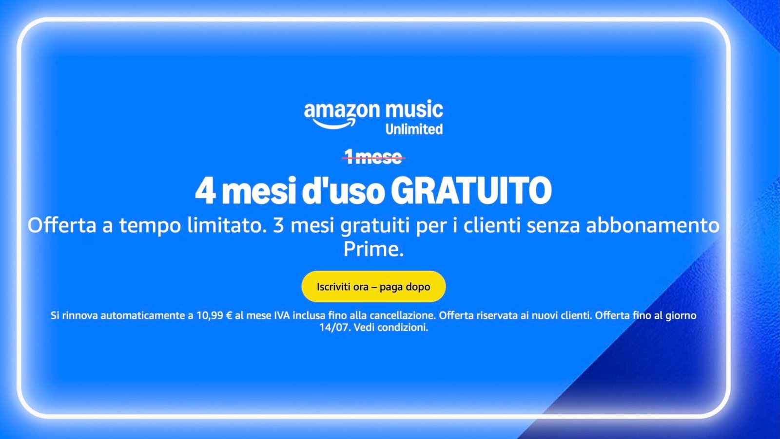 Amazon Music Unlimited gratis per 4 mesi per i membri PRIME