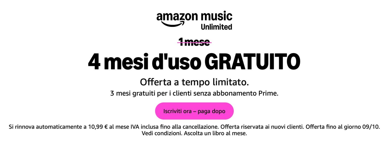 Amazon Music Unlimited gratis per 4 mesi