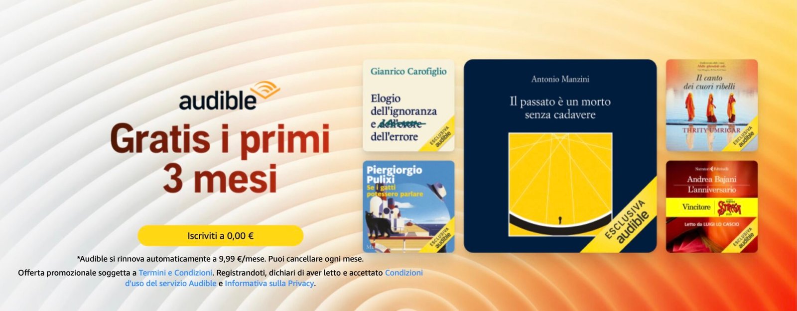 Audible gratis per tre mesi