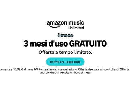 Abbonamento Amazon Music Unlimited per tre mesi gratis