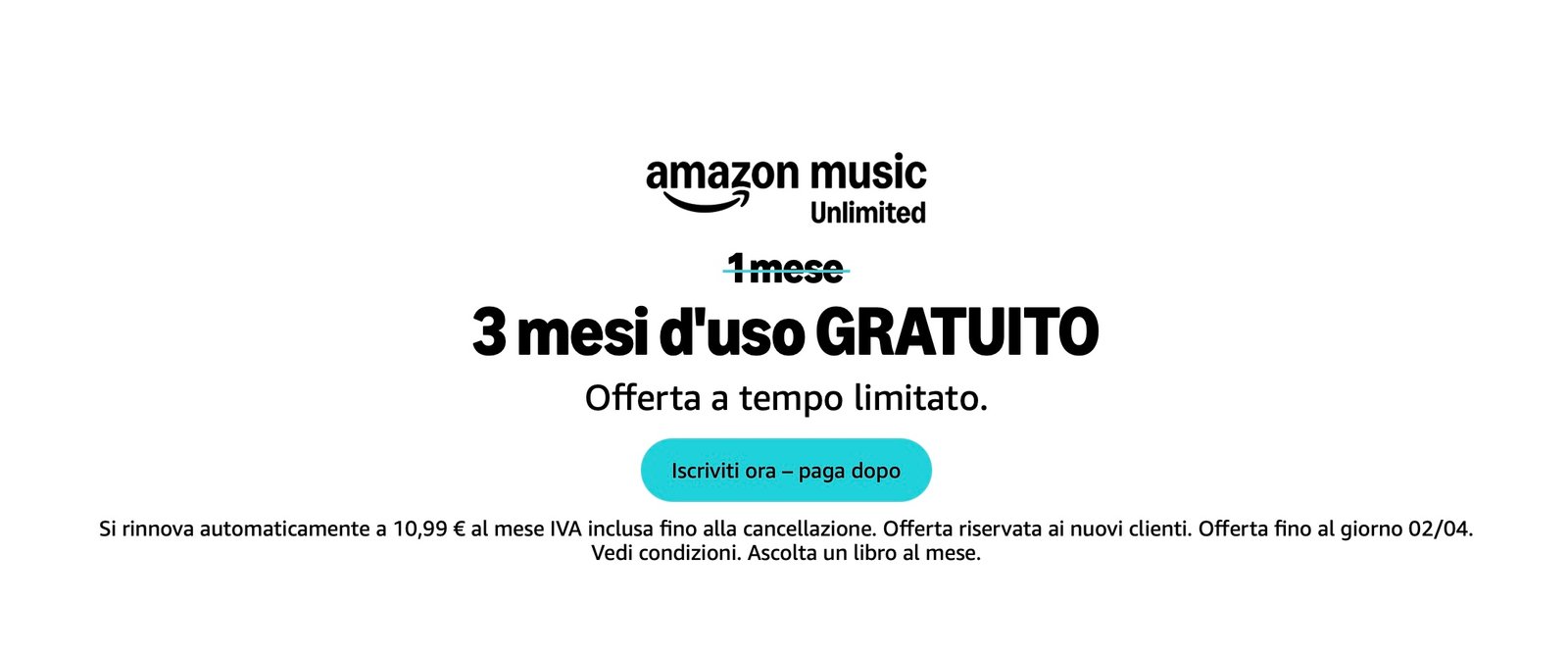 Abbonamento Amazon Music Unlimited per tre mesi gratis